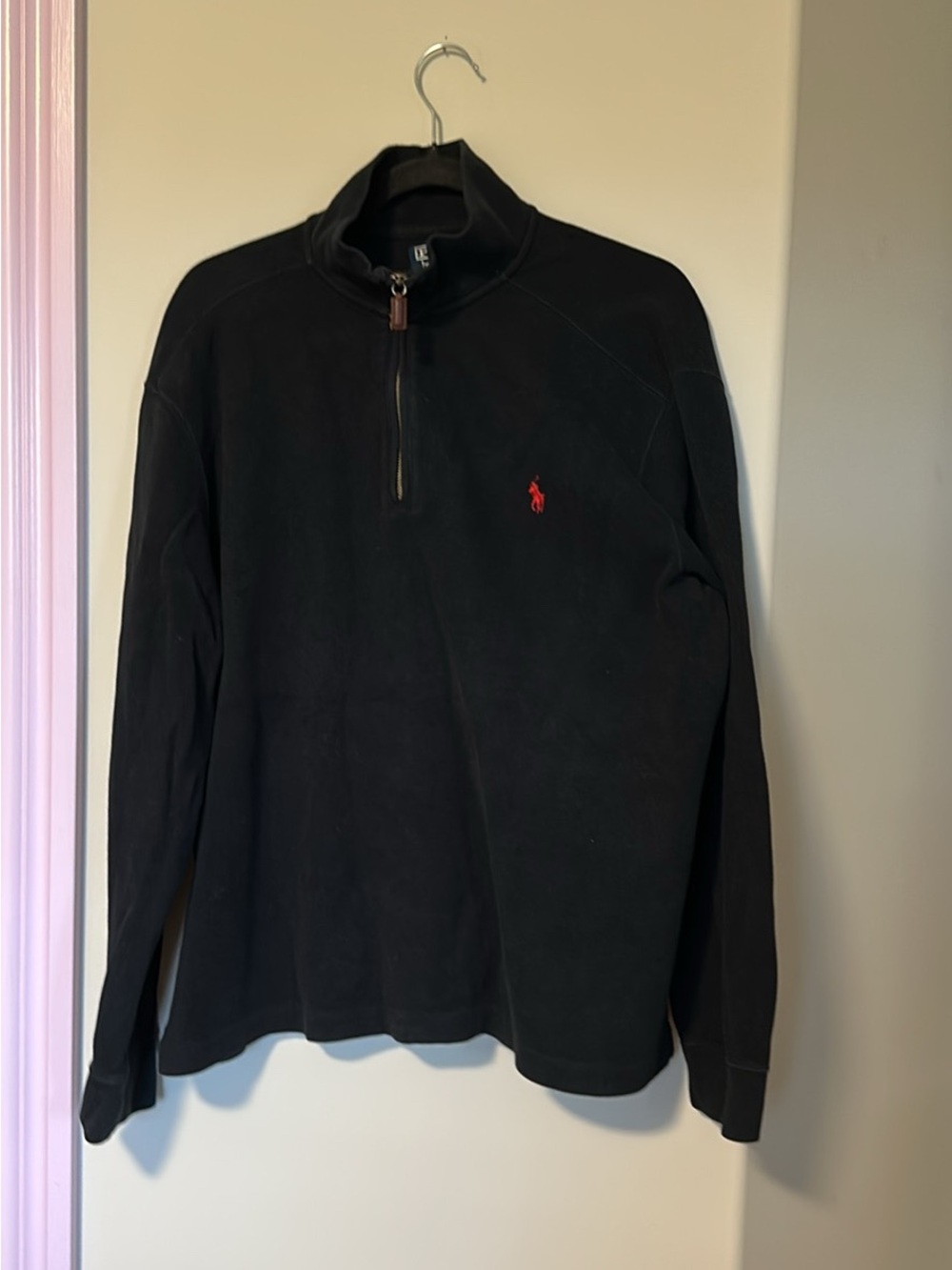 Polo by Ralph Lauren Black Quarter-Zip Sweater with Red Pony